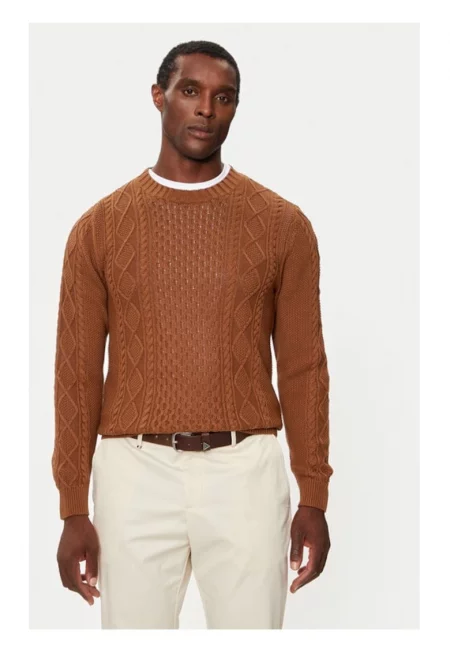 Пуловер  Triton 30207487 Кафяв - стандартна кройка - памук