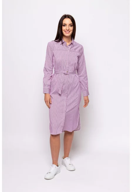 Раирана рокля Verona тип риза - Лилав