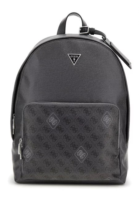 Раница от еко кожа с преден джоб с монограм