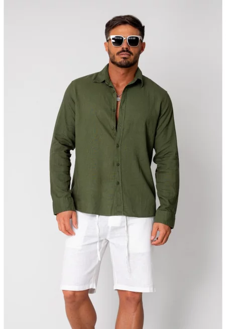 Риза от 100% лен - зелена - нова - I 17927