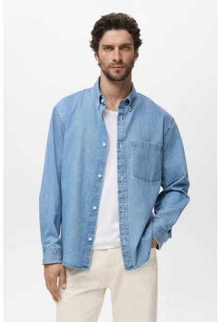 Риза от деним с джоб