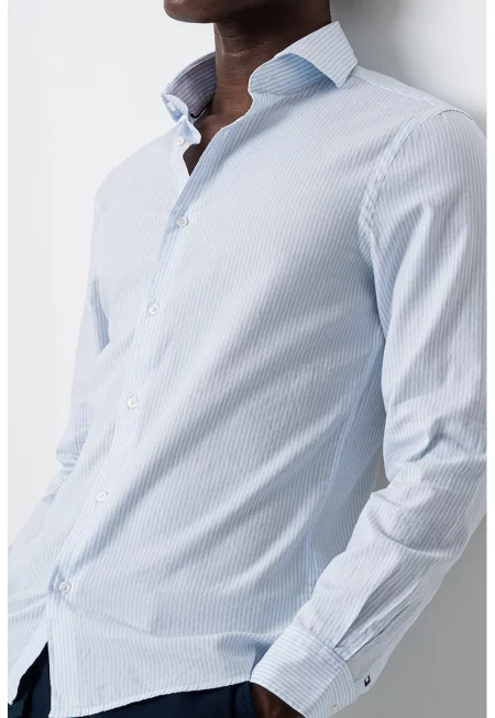 Риза със стандартна кройка - Пастелносин/Бял