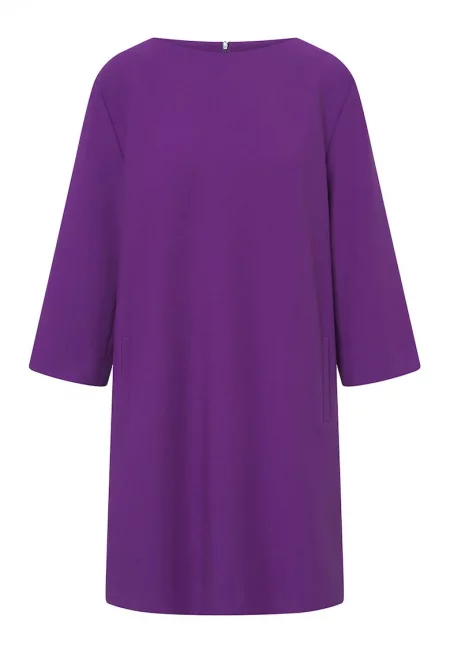 Round Neckline Midi Dress - Лилав