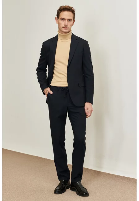 Сако по тялото с двойни ревери - Тъмносин