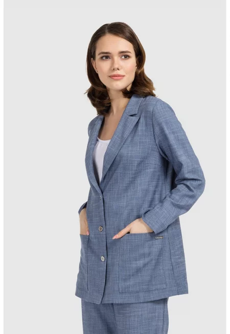 Сако с пришити джобове - Син меланж