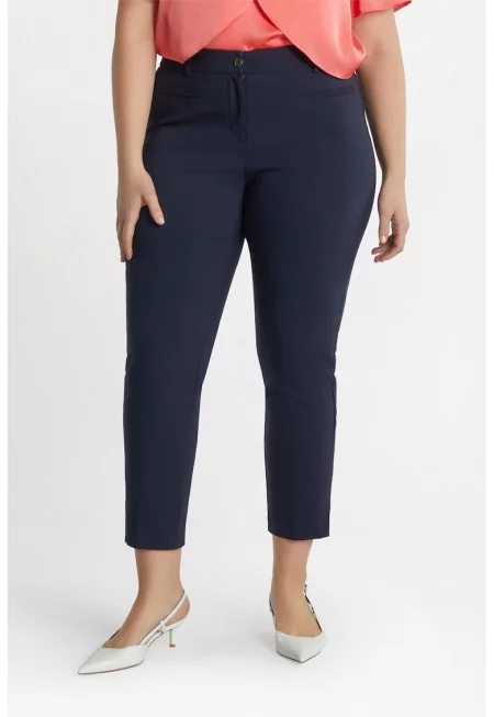 Скъсен панталон с висока талия - Тъмносин