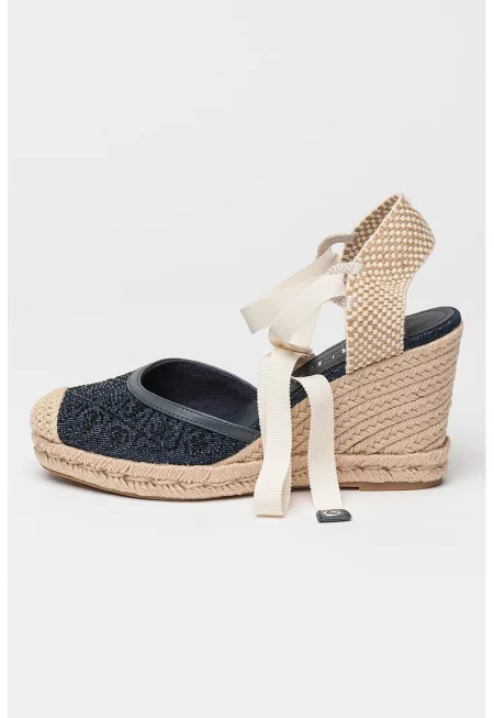 Скосени еспадрили с монограми - Слонова кост/Бежов/Тъмносин
