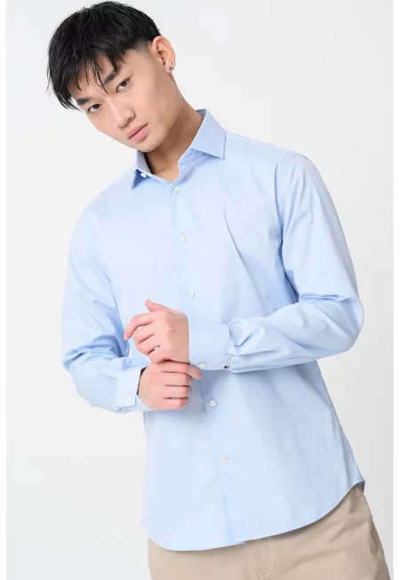 Слим риза с органичен памук с дълги ръкави