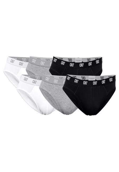 Слипове с лого - 6 чифта - Бял/Черен/Сив