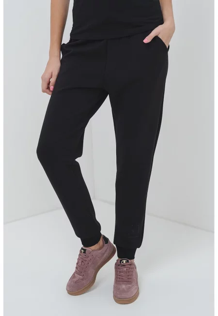 Спортен панталон с връзка и лого - Черен