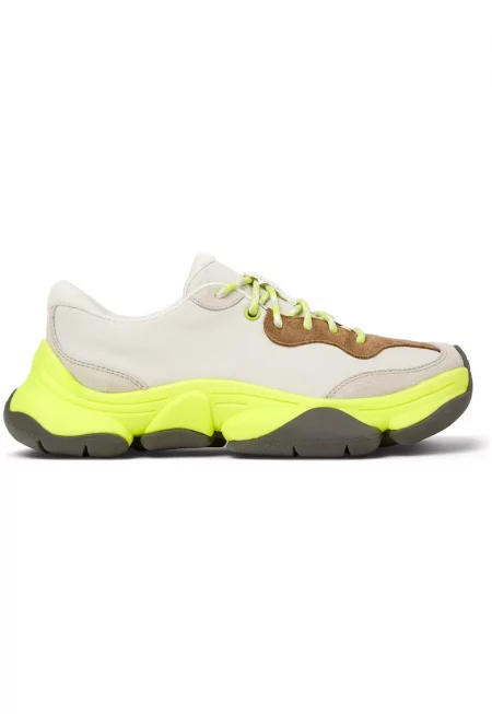 Спортни обувки Karst 2 от кожа и набук - Бял/Неоново жълто