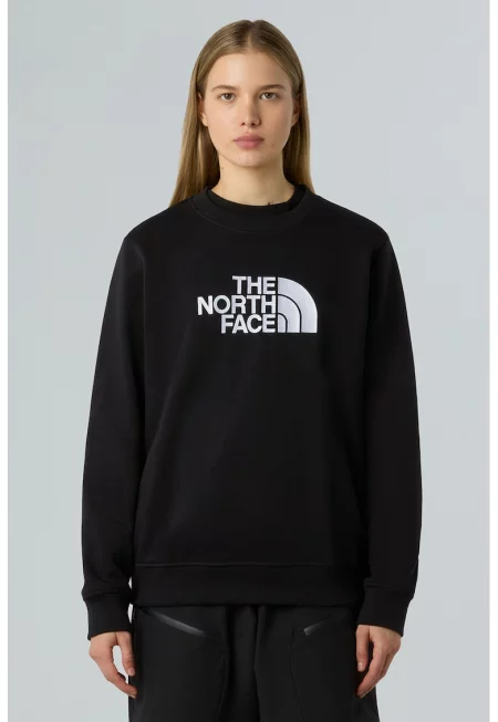 Суитшърт Drew Peak с овално деколте и лого - Бял/Черен