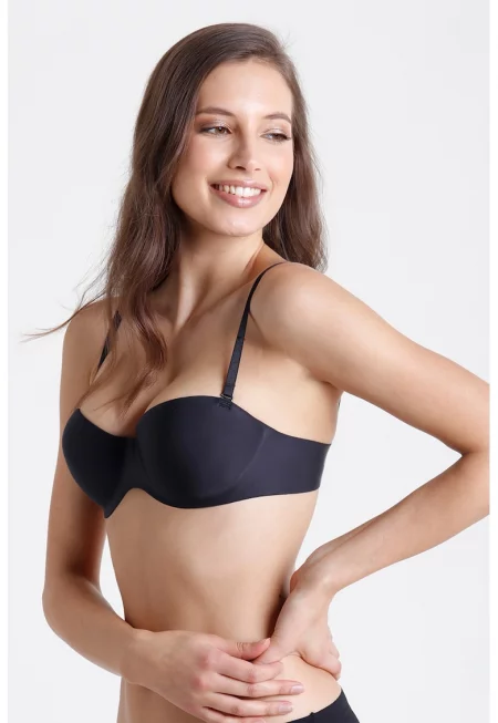 Сутиен тип балконет с отделящи се презрамки - Черен