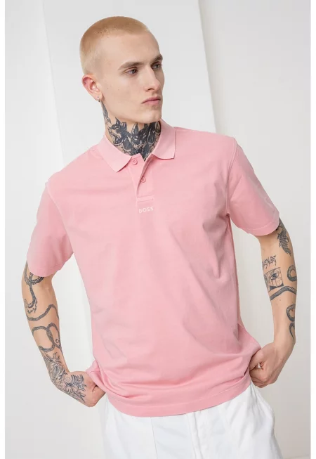 Тениска с яка - Розово