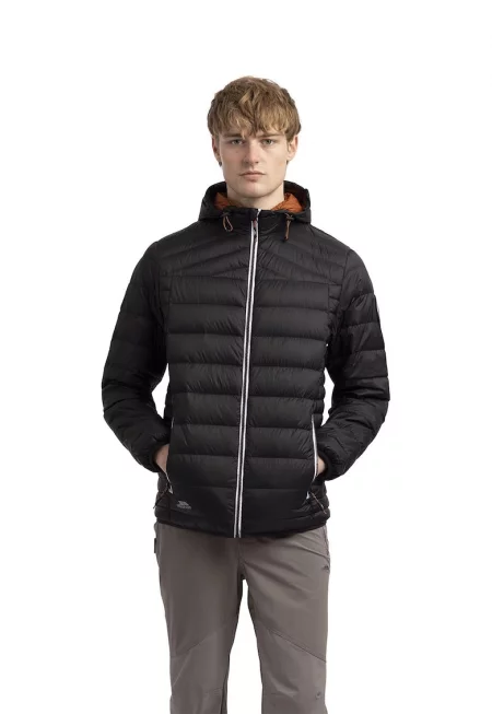 Ватирано зимно яке Whitman II с качулка - Черен/Изгорен портокал