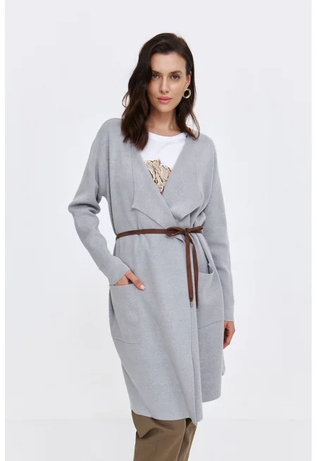 Жилетка с джобове встрани - Светло сив