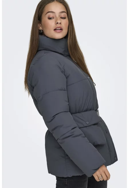 Зимна парка с колан - Въглен сиво