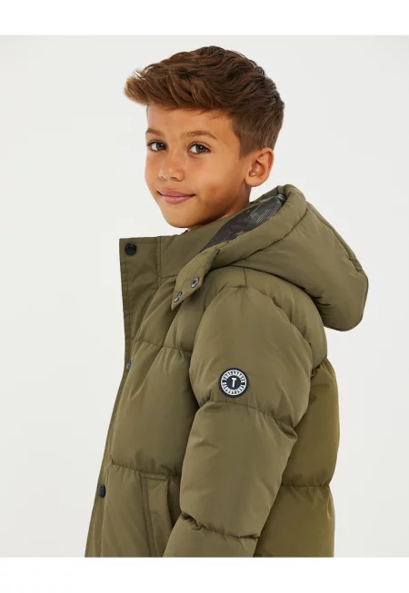 Зимно капитонирано яке с качулка и скосени джобове