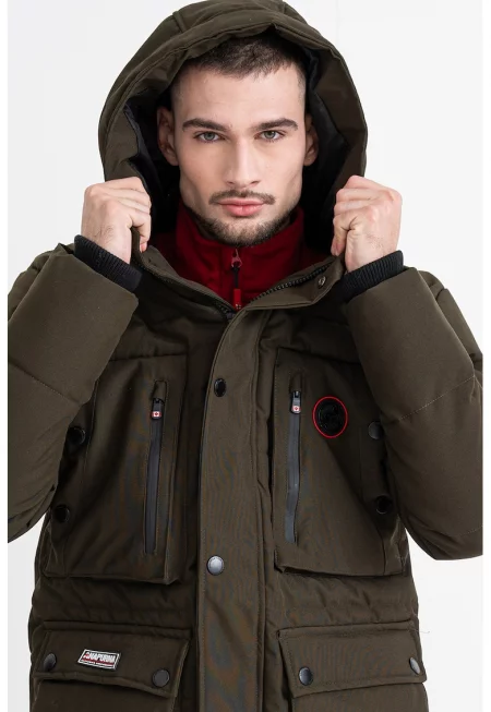 Зимно яке Albertana с качулка - Тъмнозелен