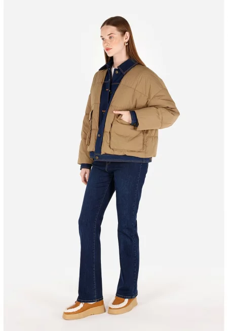 Зимно яке с дизайн 2 в 1 - Карамел