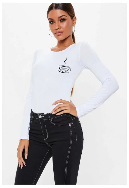 888113467-Бяла дамска блуза - Espresso Yourself II