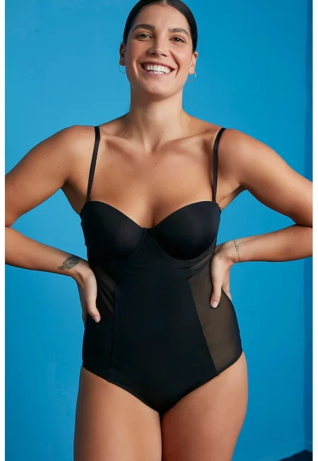 Боди с мрежа - Черен