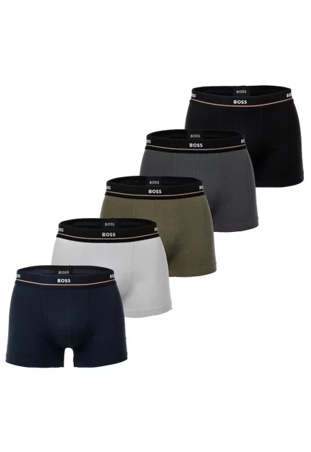 Боксерки с лого на талията - 5 чифта - Зелен/Черен/Сив