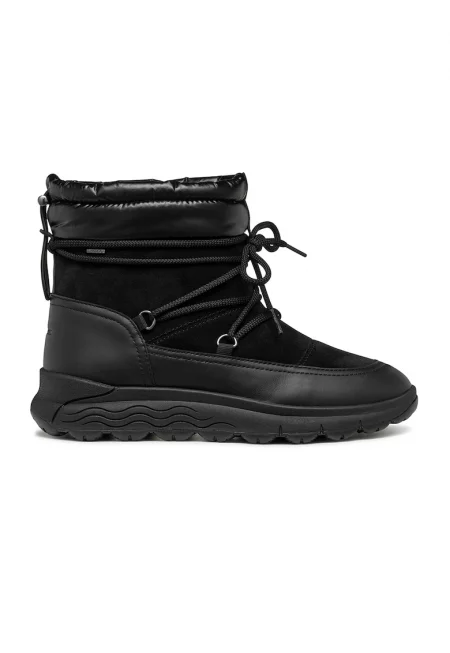 Боти от кожа и велур - Черен