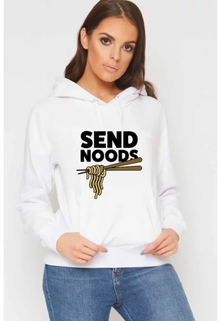 Бял дамски суичър - Send Noods