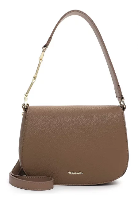 Чанта от еко кожа с капаче - Светло кафяво