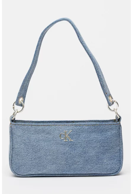 Чанта през рамо с лого - Син меланж