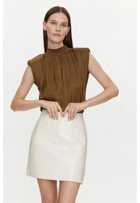 Дамска блуза -  303918484 - Рециклиран полиестер/Полиестер - Кафяв