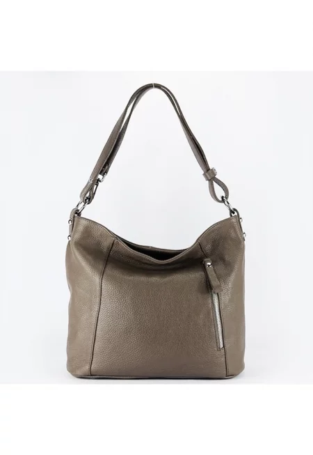 Дамска чанта от естествена кожа в цвят taupe 8913 131 Кафява