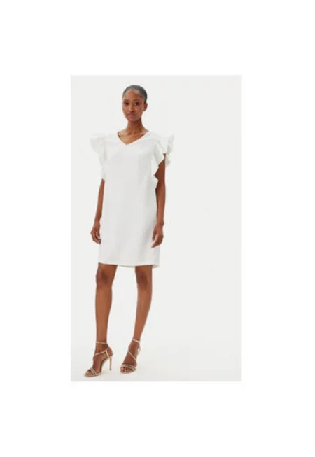 Дамска коктейлна рокля  FR25SD1024W46001 - Синтетика - Екрю - Екрю