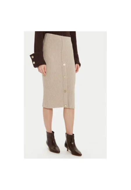 Дамска пола -  304982699 - Полиестер/Вълна - Бежов - Бежов