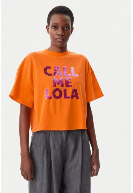 Дамска тениска -  305348425 - Памук - Оранжев