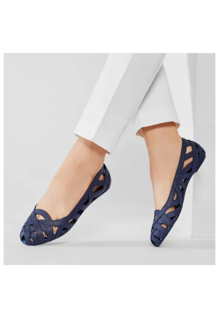 Дамски балерини -  197755844 - Текстил/Синтетика - Тъмносини -