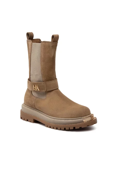 Дамски боти -  301548546 - Естествена кожа - Бежови - Бежов