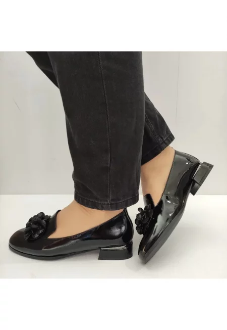 Дамски обувки  H5215-3426 - Елегантни Черни лак - Черно - Черен