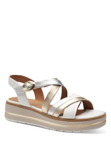 Дамски сандали Jana с велкро закопчаване в комбинация от бяло злато 28267-44-199 07304