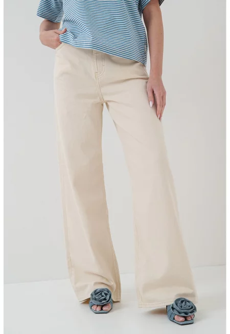 Дънки Luise с широк крачол - Светло бежово