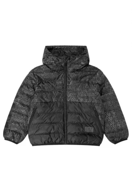 Детско яке -  TRAIN GRAPHIC SERIES BOY HOODED JACKET MONOGRAM LOGO - Полиестер - Черен - Черен