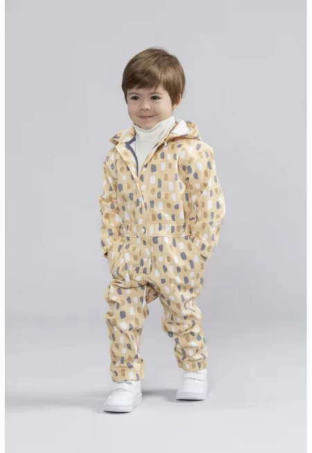 Гащеризон с отделяща се качулка и десен - Прашно синьо/Бежов