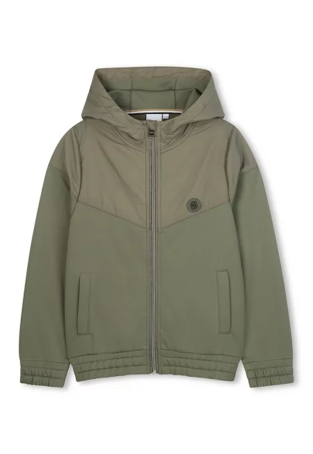 Худи със скосени джобове и цип - Зелени аспержи