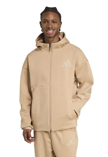 Худи Z.N.E. с цип - Бежов/Тъмнобежово