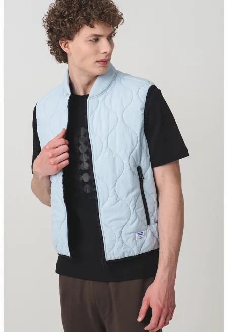 Капитониран елек с джобове с цип - Лавандула