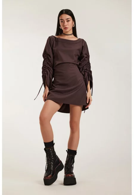 Къса рокля Mocha с набрани ръкави