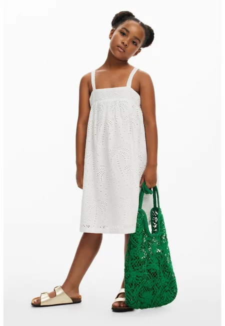 Къса рокля от памук - Слонова кост