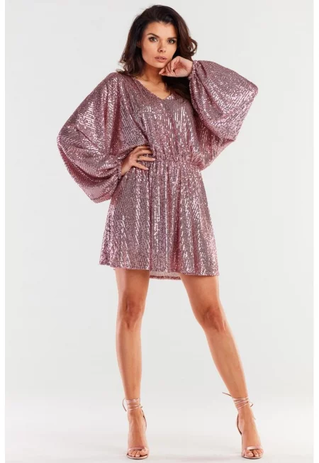 Къса рокля с дълъг ръкав - ежедневна A485