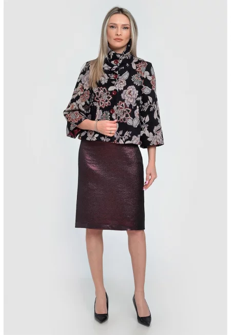 Късо палто Tokyog със странични джобове - Бял/Черен/Изгорен портокал